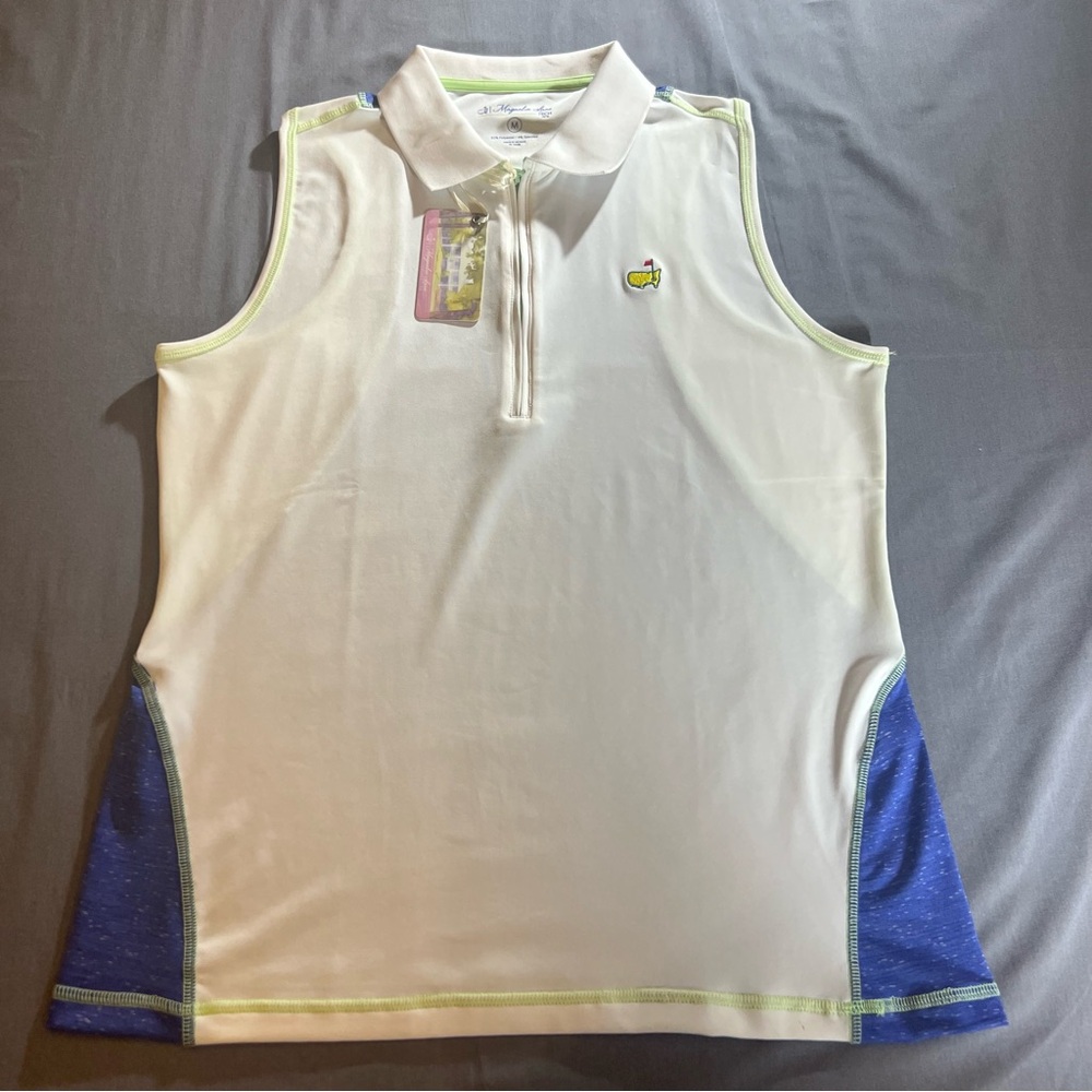 White Polo Shirt with Yellow Golf Logo